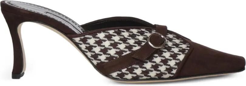 Manolo Blahnik houndstooth buckle-detail mules Bruin