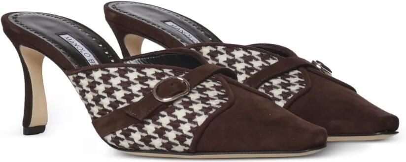 Manolo Blahnik houndstooth buckle-detail mules Bruin - Foto 3