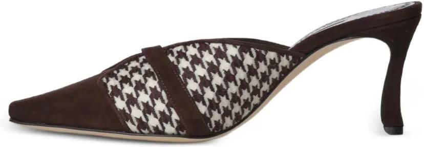 Manolo Blahnik houndstooth buckle-detail mules Bruin - Foto 4