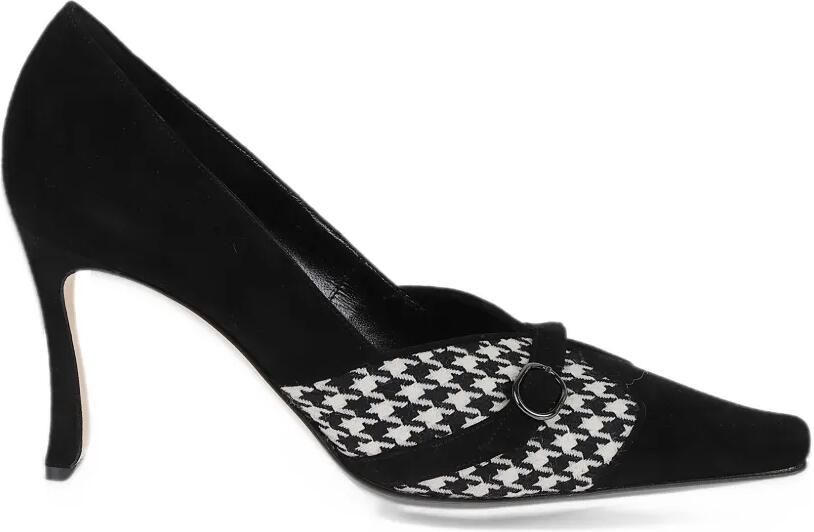 Manolo Blahnik houndstooth buckle-detail pumps Zwart