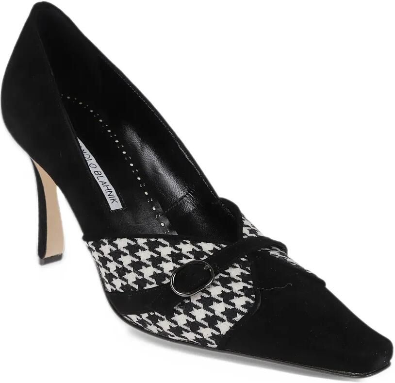 Manolo Blahnik houndstooth buckle-detail pumps Zwart - Foto 2
