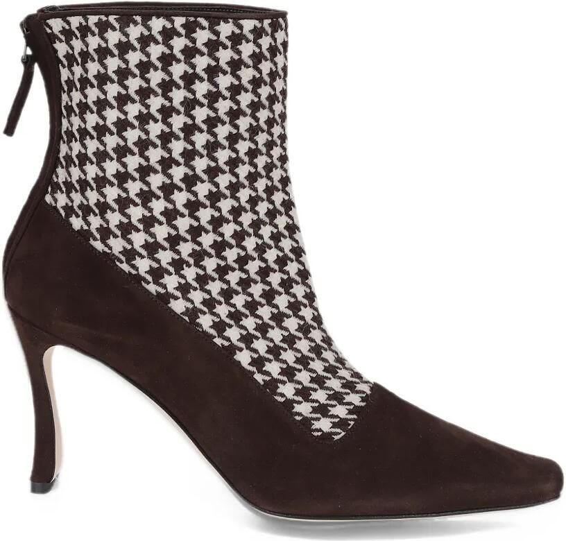 Manolo Blahnik houndstooth-pattern suede ankle boots Bruin