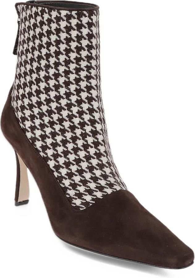 Manolo Blahnik houndstooth-pattern suede ankle boots Bruin - Foto 3