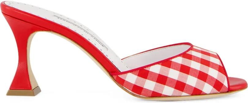 Manolo Blahnik Jadara katoenen muiltjes met gingham ruit Rood