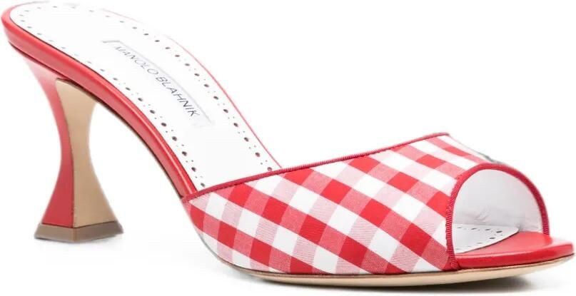 Manolo Blahnik Jadara muiltjes met gingham ruit Rood