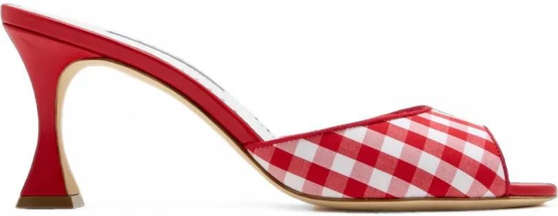Manolo Blahnik Jadara muiltjes met gingham ruit Rood