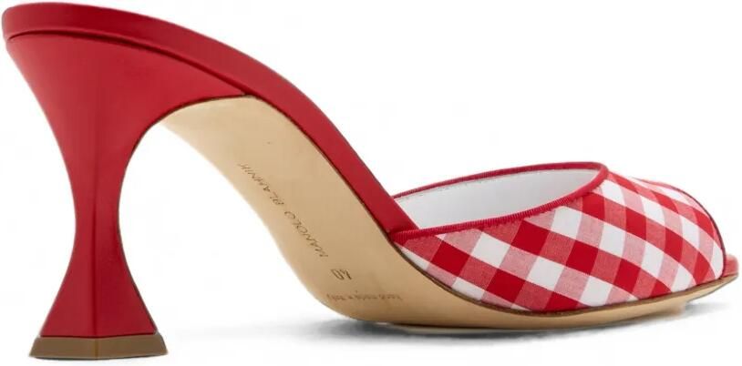 Manolo Blahnik Jadara muiltjes met gingham ruit Rood - Foto 4