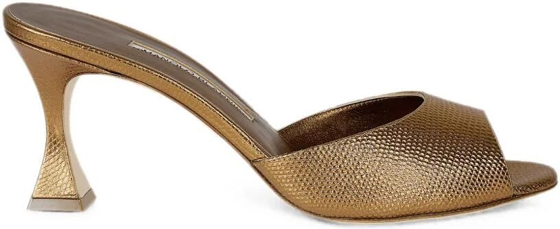 Manolo Blahnik Jadaron leren muiltjes met hagedissen-effect Bruin