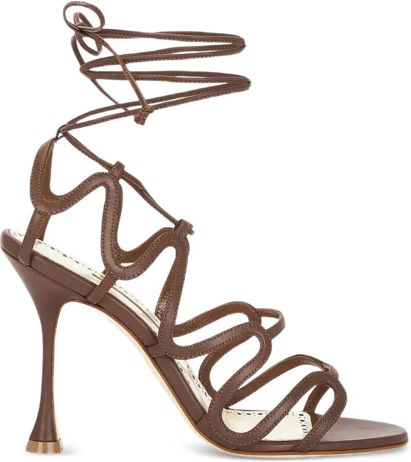 Manolo Blahnik Leren sandalen Bruin