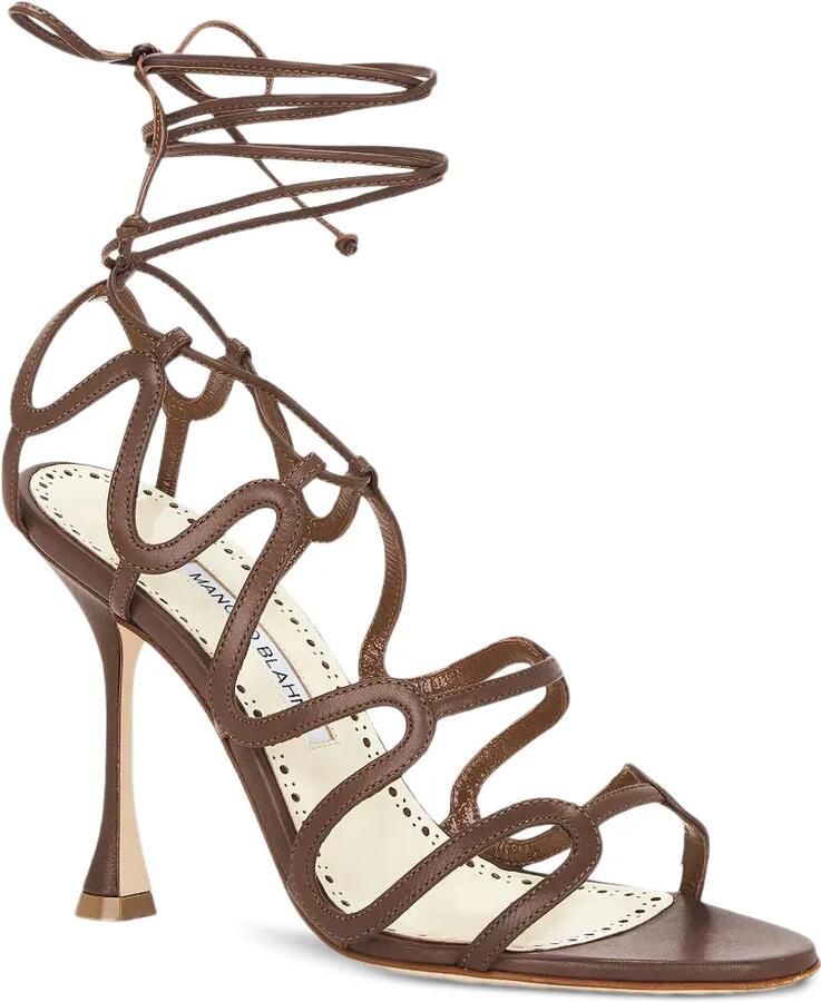 Manolo Blahnik Leren sandalen Bruin - Foto 2