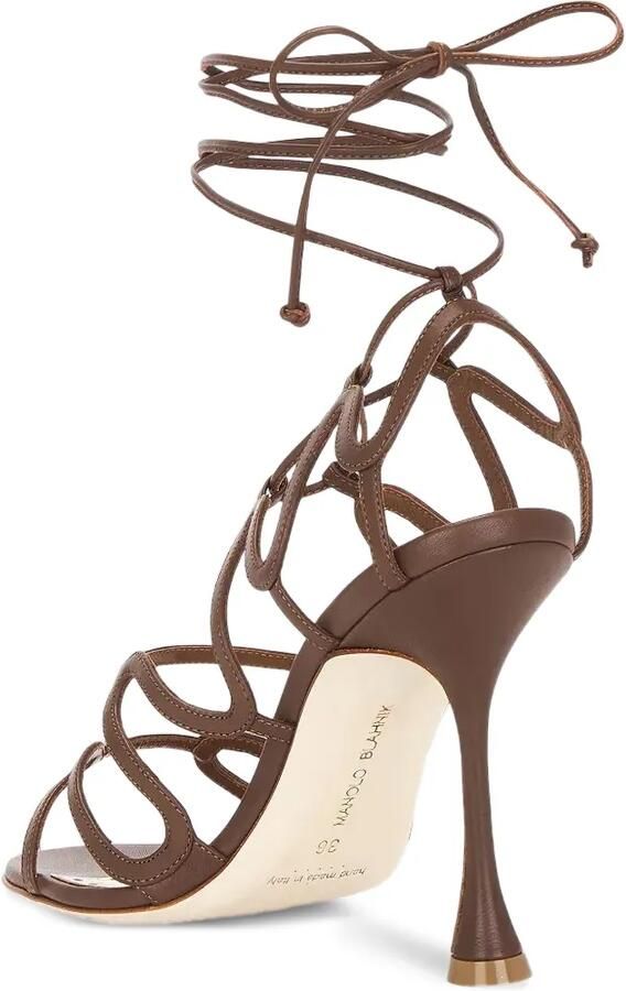 Manolo Blahnik Leren sandalen Bruin - Foto 4