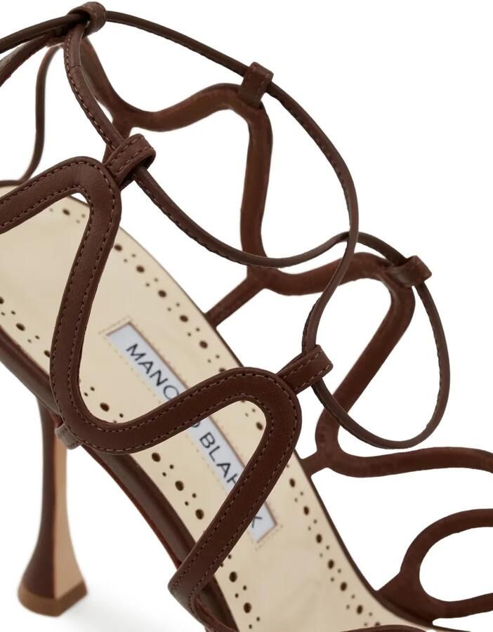 Manolo Blahnik Leren sandalen Bruin - Foto 3