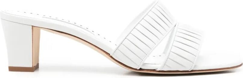 Manolo Blahnik Lusinamu geplooide muiltjes Wit
