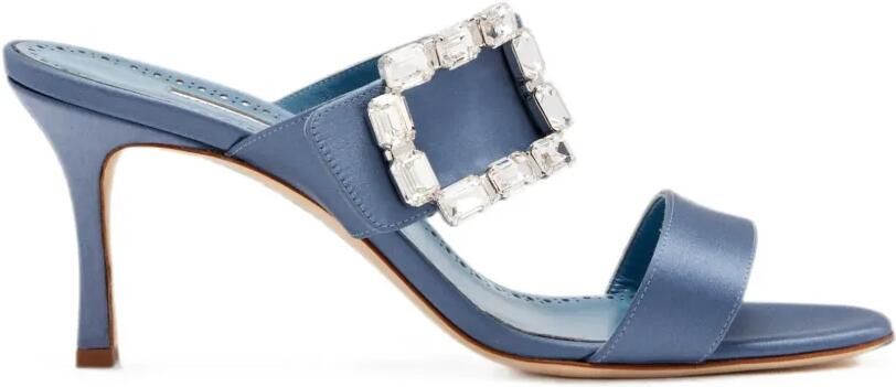 Manolo Blahnik Mayjousan sandalen met kristallen gesp Blauw