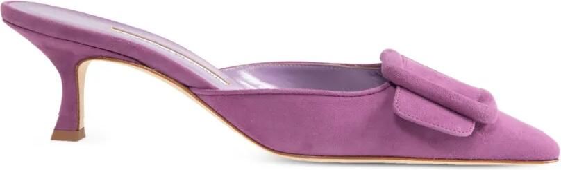 Manolo Blahnik Maysale muiltjes met gesp Paars