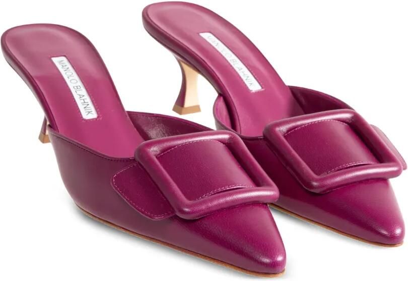 Manolo Blahnik Maysale muiltjes met gesp Paars - Foto 3