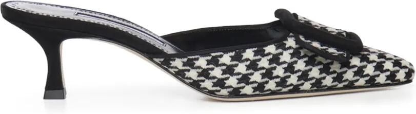 Manolo Blahnik Maysale muiltjes met pied-de-poule print Wit