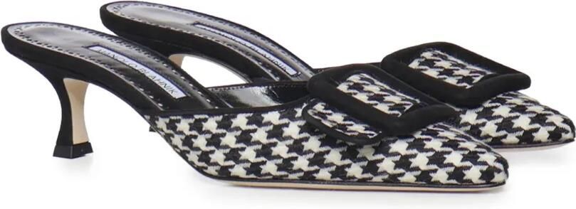 Manolo Blahnik Maysale muiltjes met pied-de-poule print Wit - Foto 3