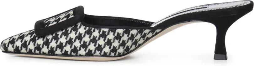 Manolo Blahnik Maysale muiltjes met pied-de-poule print Wit - Foto 4