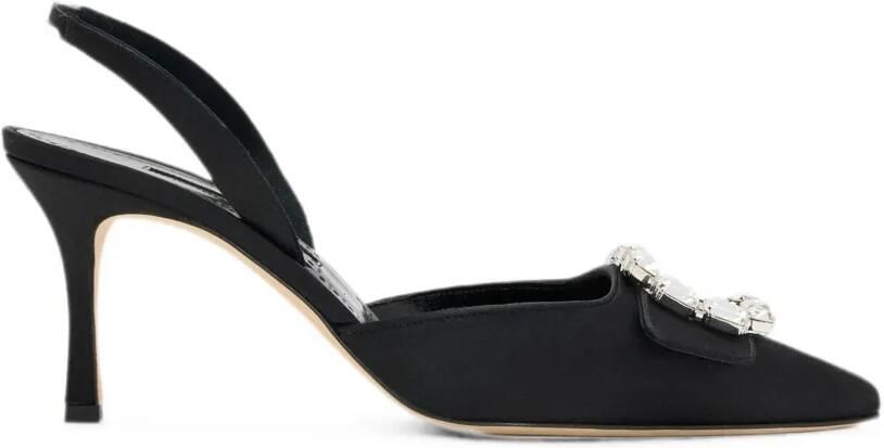Manolo Blahnik Maysale slingback pumps met kristallen gesp Zwart