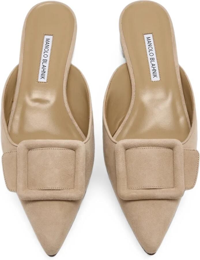 Manolo Blahnik Maysale suède muiltjes Beige - Foto 2