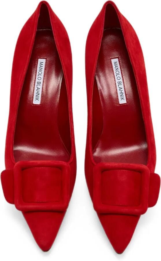 Manolo Blahnik Maysale suède pumps Rood - Foto 3