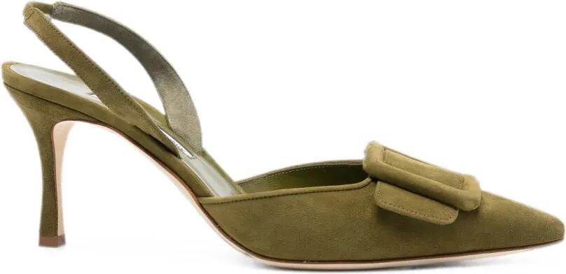 Manolo Blahnik Maysli slingback pumps met gesp-detail Groen