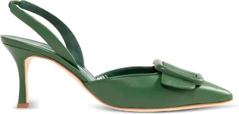 Manolo Blahnik Maysli slingback pumps met gesp-detail Groen