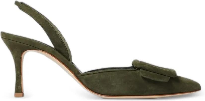 Manolo Blahnik Maysli suède pumps met gesp-detail Groen