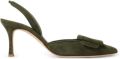 Manolo Blahnik Maysli suède pumps met gesp-detail Groen - Groen