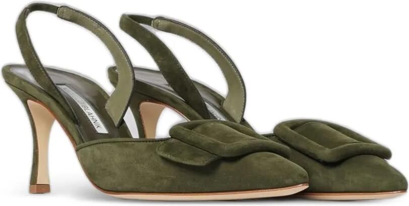 Manolo Blahnik Maysli suède pumps met gesp-detail Groen - Foto 3