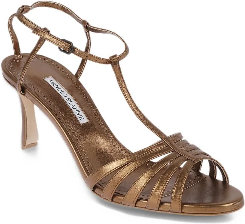 Manolo Blahnik metallic leather sandals Bruin - Foto 2