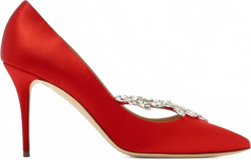 Manolo Blahnik Nadira crystal-embellished pumps Rood