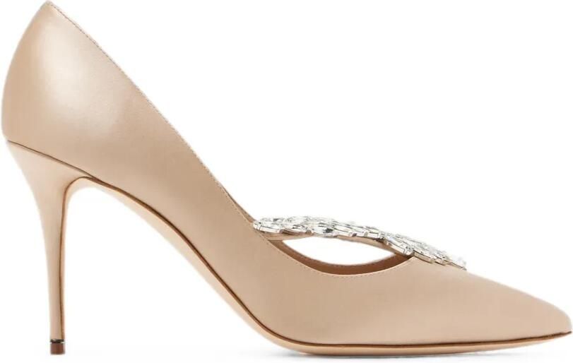 Manolo Blahnik Nadira pumps met puntige neus en kristallen Beige - Foto 1