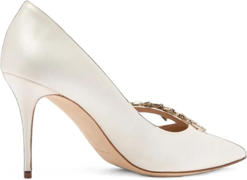 Manolo Blahnik Nadira pumps verfraaid met kristallen Wit