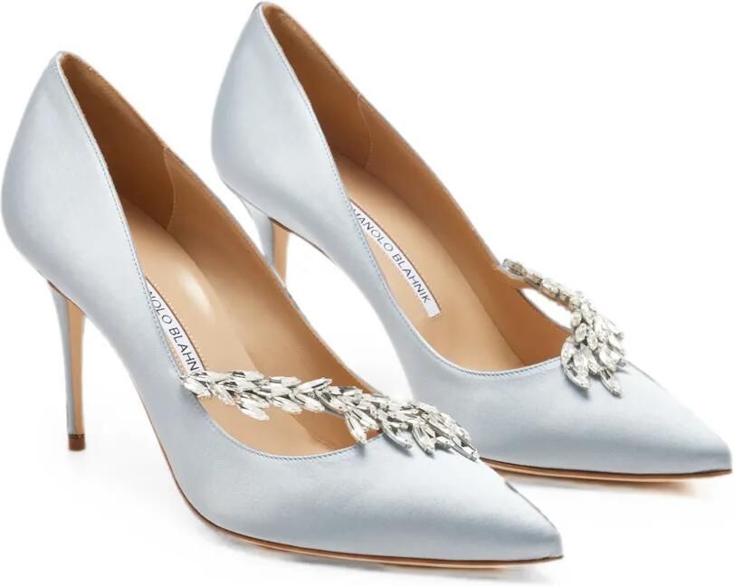 Manolo Blahnik Nadira satijnen pumps verfraaid met kristallen Blauw - Foto 4