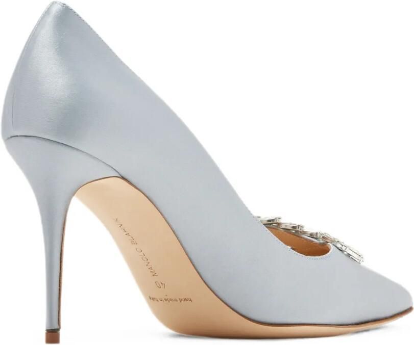 Manolo Blahnik Nadira satijnen pumps verfraaid met kristallen Blauw - Foto 3