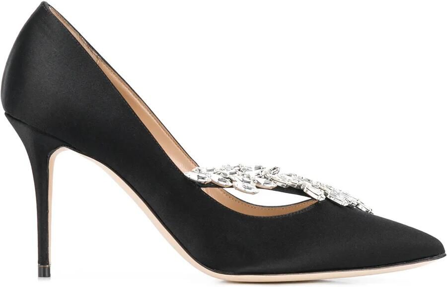 Manolo Blahnik Nadira satijnen pumps Zwart