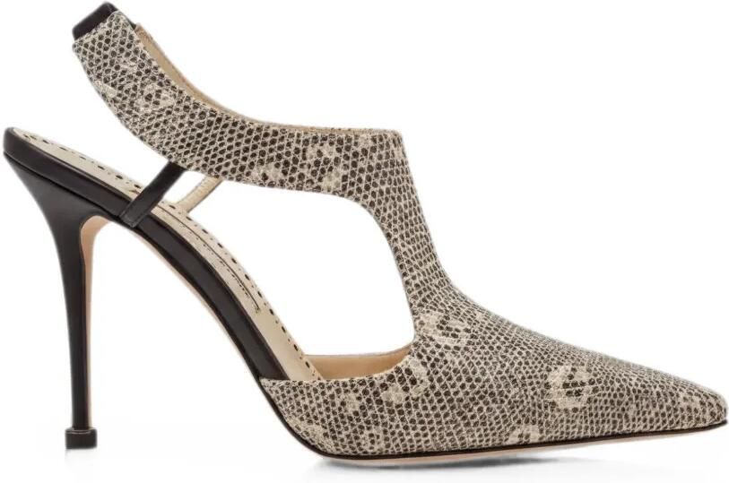 Manolo Blahnik Polignac muiltjes met slangen-effect Grijs