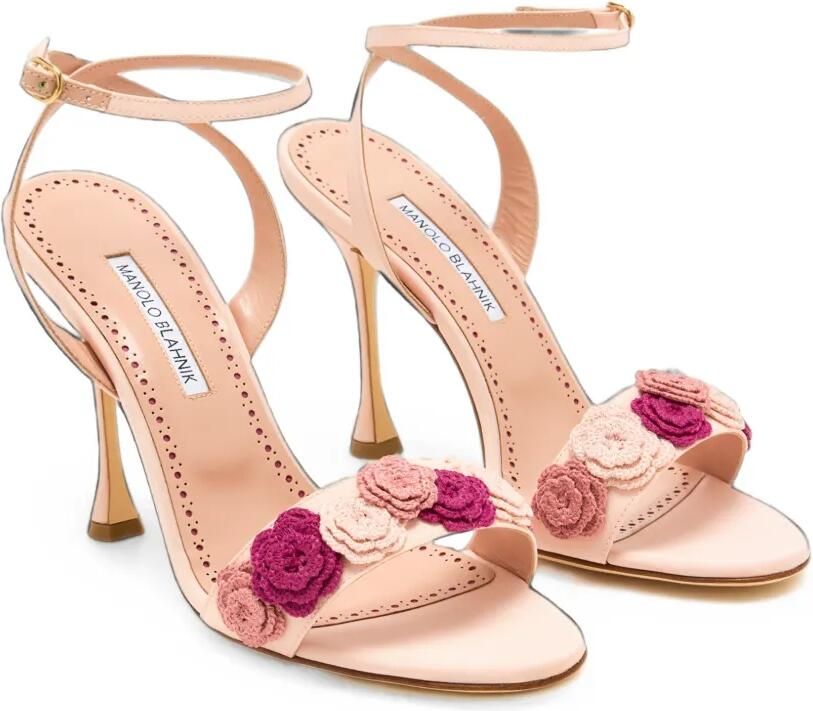 Manolo Blahnik Raosnu sandalen met bloemapplicatie Roze - Foto 3