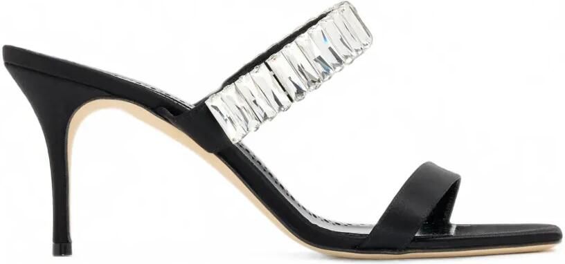Manolo Blahnik Sakobay satijnen sandalen verfraaid met kristallen Zwart