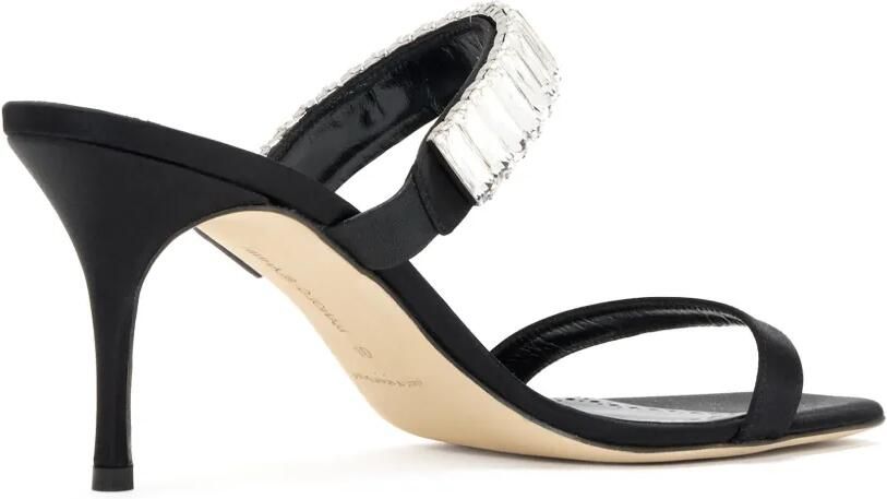 Manolo Blahnik Sakobay satijnen sandalen verfraaid met kristallen Zwart - Foto 4