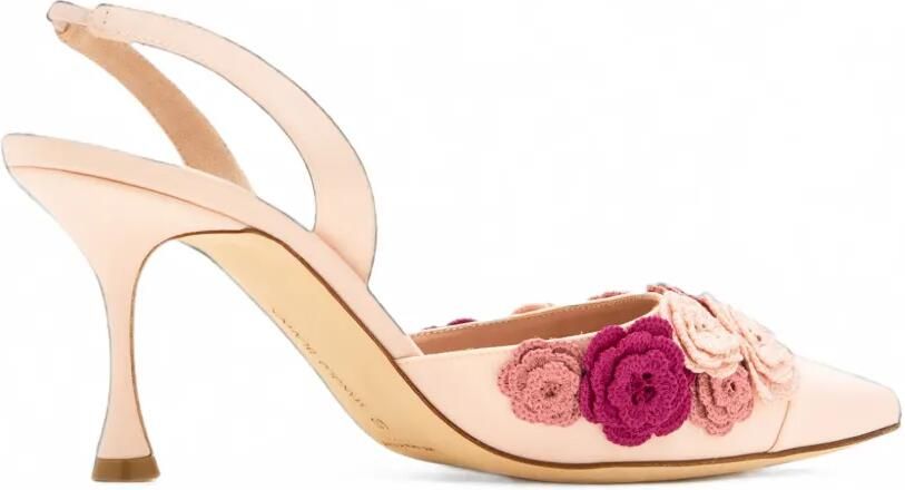 Manolo Blahnik Slingback pumps met bloemapplicatie Beige - Foto 4