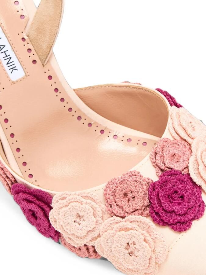 Manolo Blahnik Slingback pumps met bloemapplicatie Beige - Foto 2