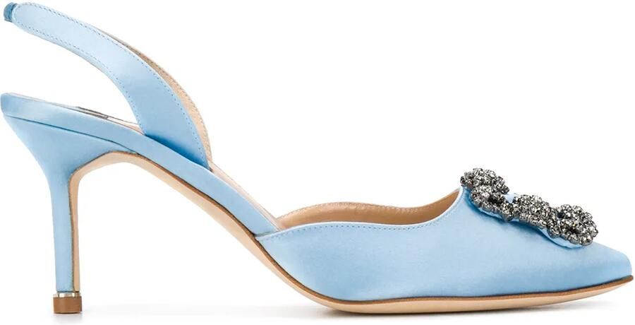 Manolo Blahnik Slingback pumps met verfraaide neus Blauw
