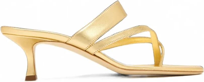 Manolo Blahnik Susa leren sandalen met bandjes Goud
