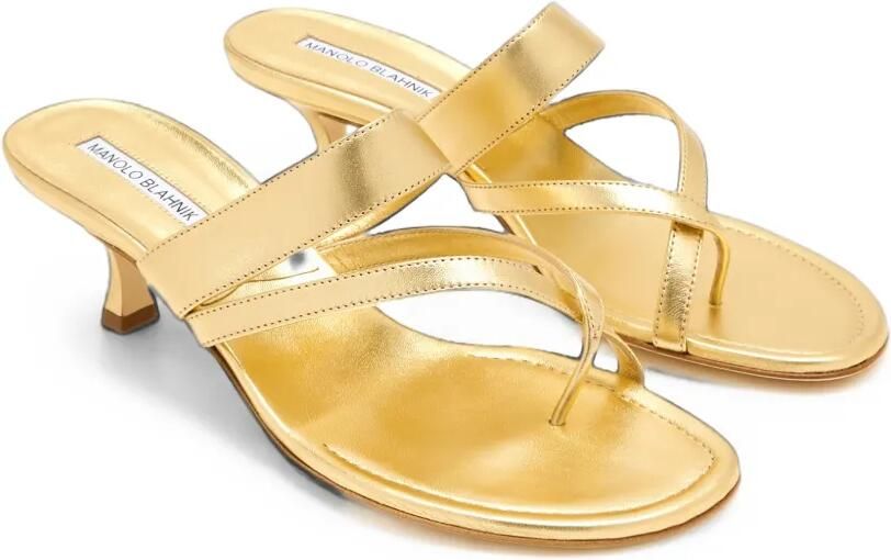 Manolo Blahnik Susa leren sandalen met bandjes Goud - Foto 3