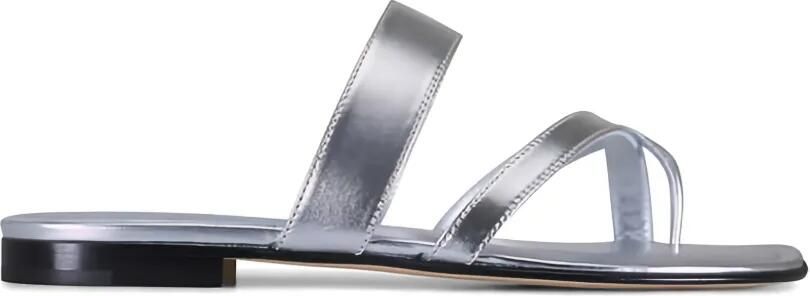 Manolo Blahnik Susa sandalen met metallic-effect en teenbandje Zilver