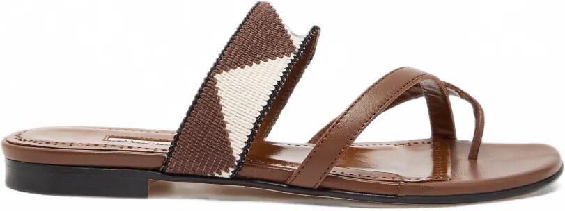 Manolo Blahnik Susastra sandalen met geometrisch patroon Bruin