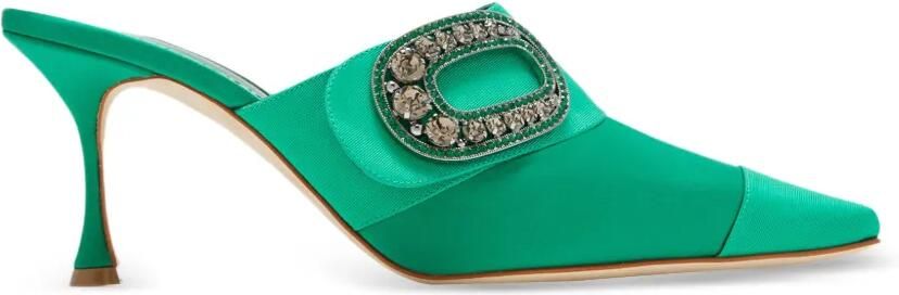 Manolo Blahnik Tula muiltjes met puntige neus en verfraaid met kristallen Groen